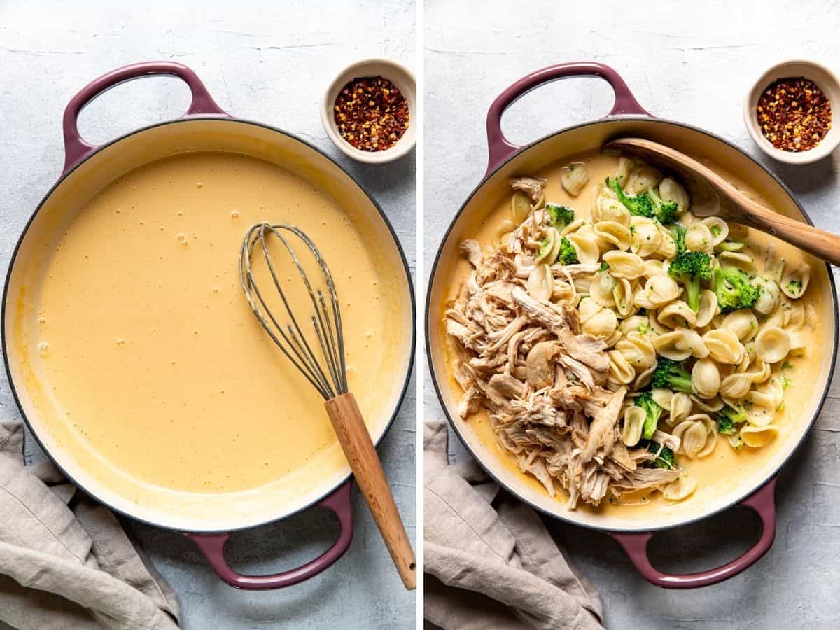 chicken broccoli mac and cheese.