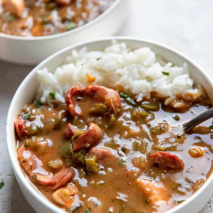 Chicken and Andouille Sausage Gumbo - Modern Crumb