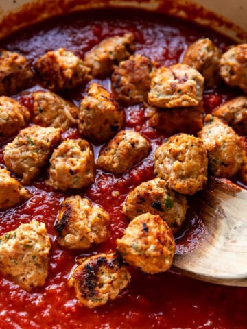 turkey meatballs in a pan