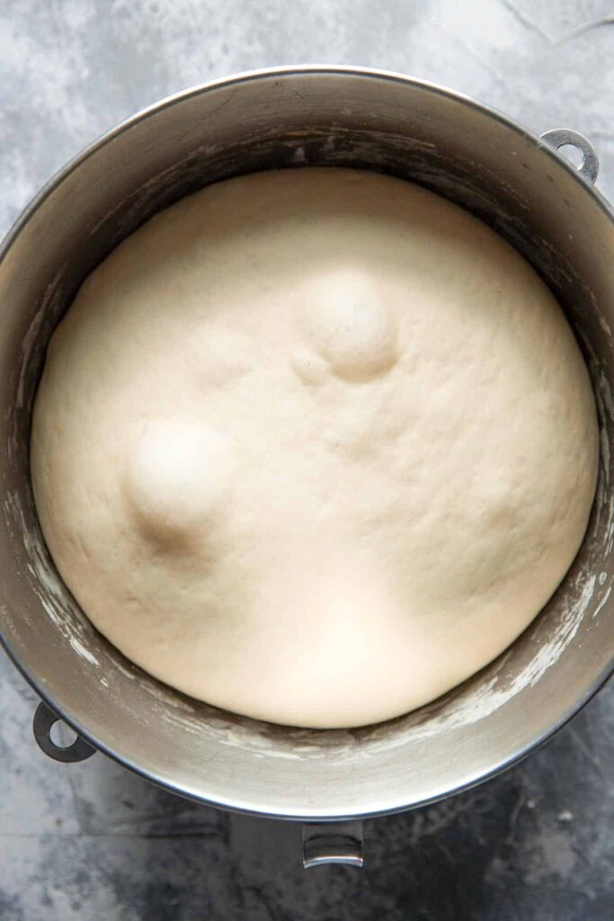 homemade pizza dough in a bowl