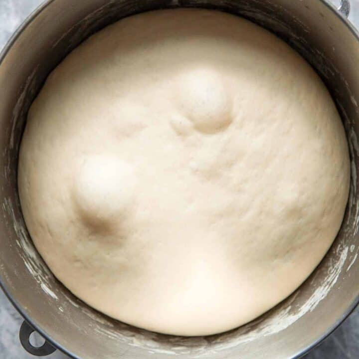 homemade pizza dough in a bowl