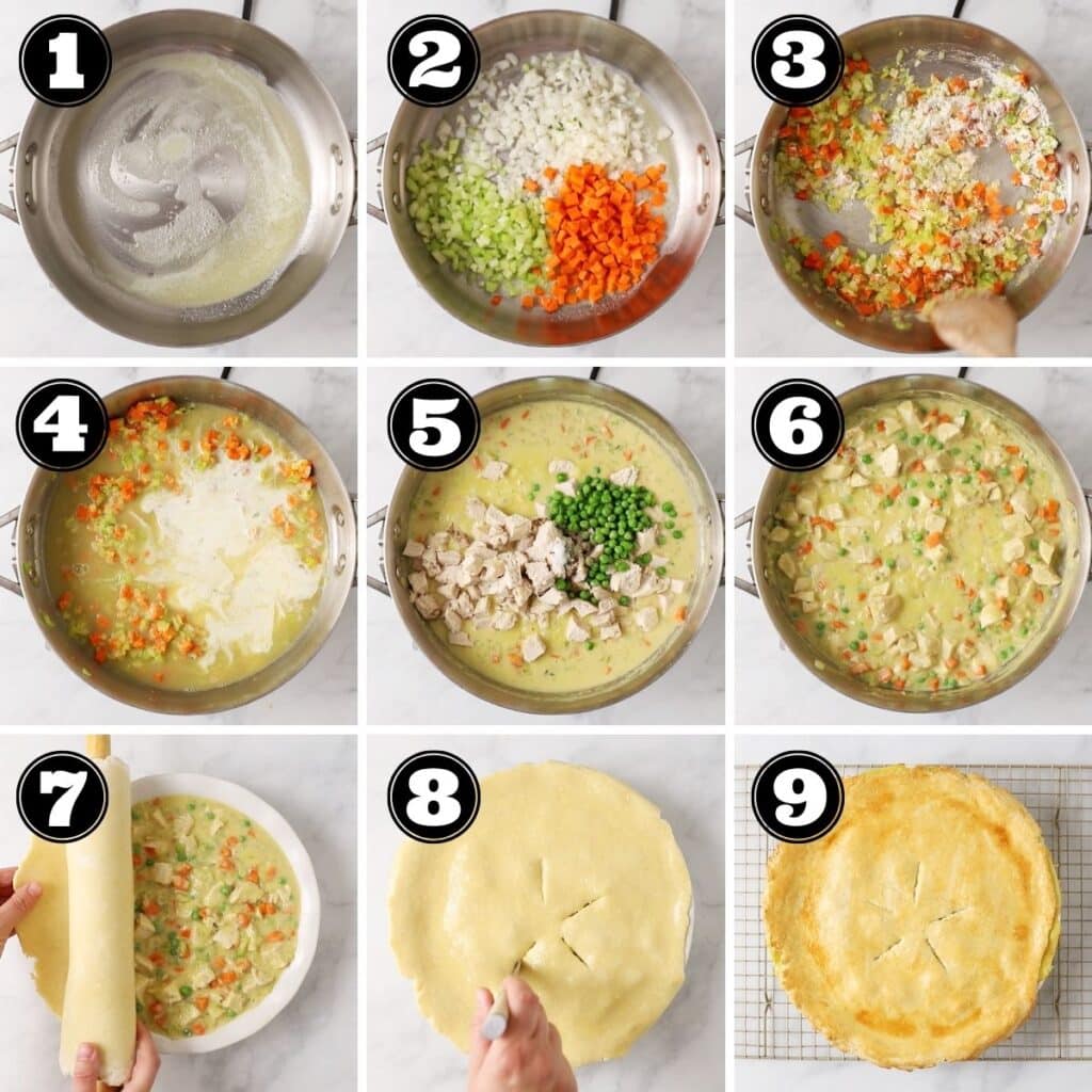 how to make chicken pot pie step by step images