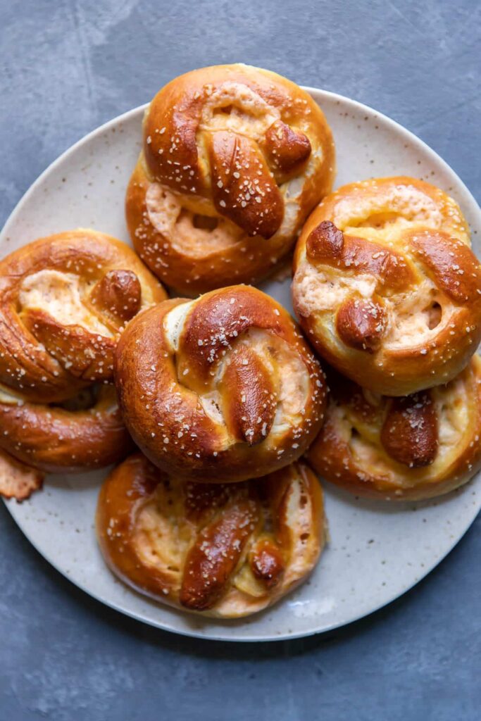 stuffed pretzels on a plate