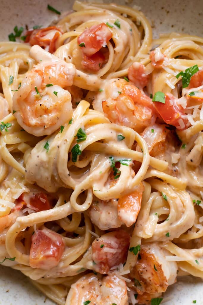 Creamy Cajun Shrimp Pasta With Tomatoes - Modern Crumb