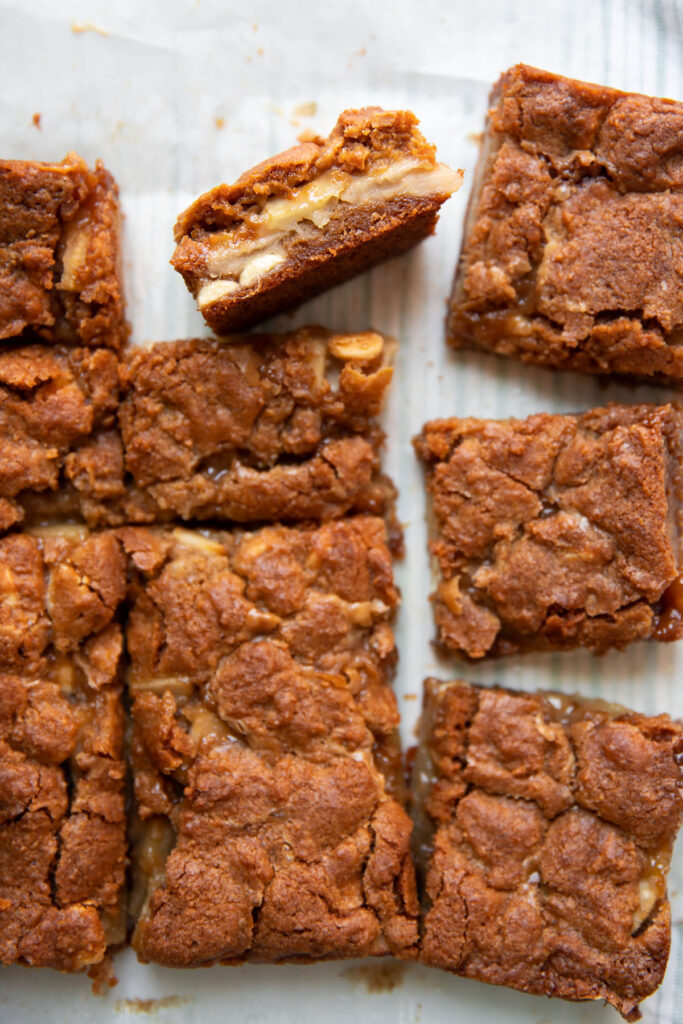 caramel apple white chocolate blondie bars