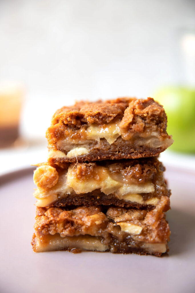 caramel apple white chocolate blondie bars