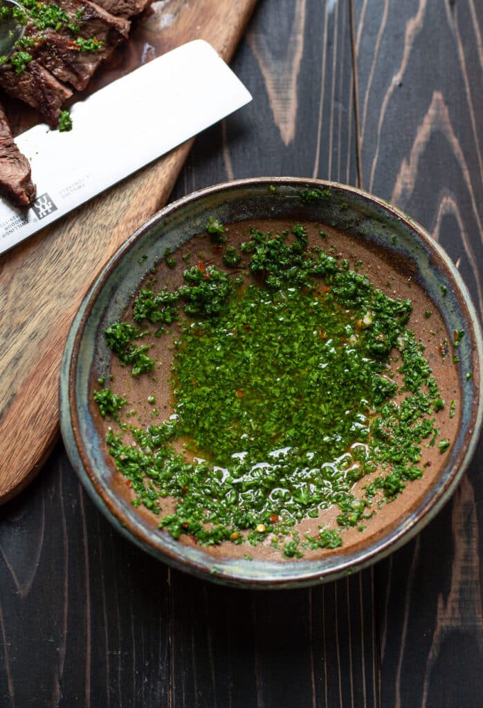 bowl of chimichurri sauce