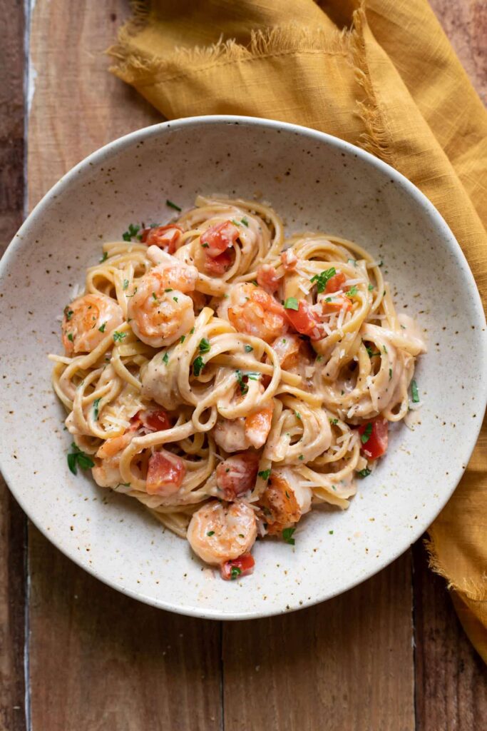 Creamy Cajun Shrimp Pasta With Tomatoes - Modern Crumb