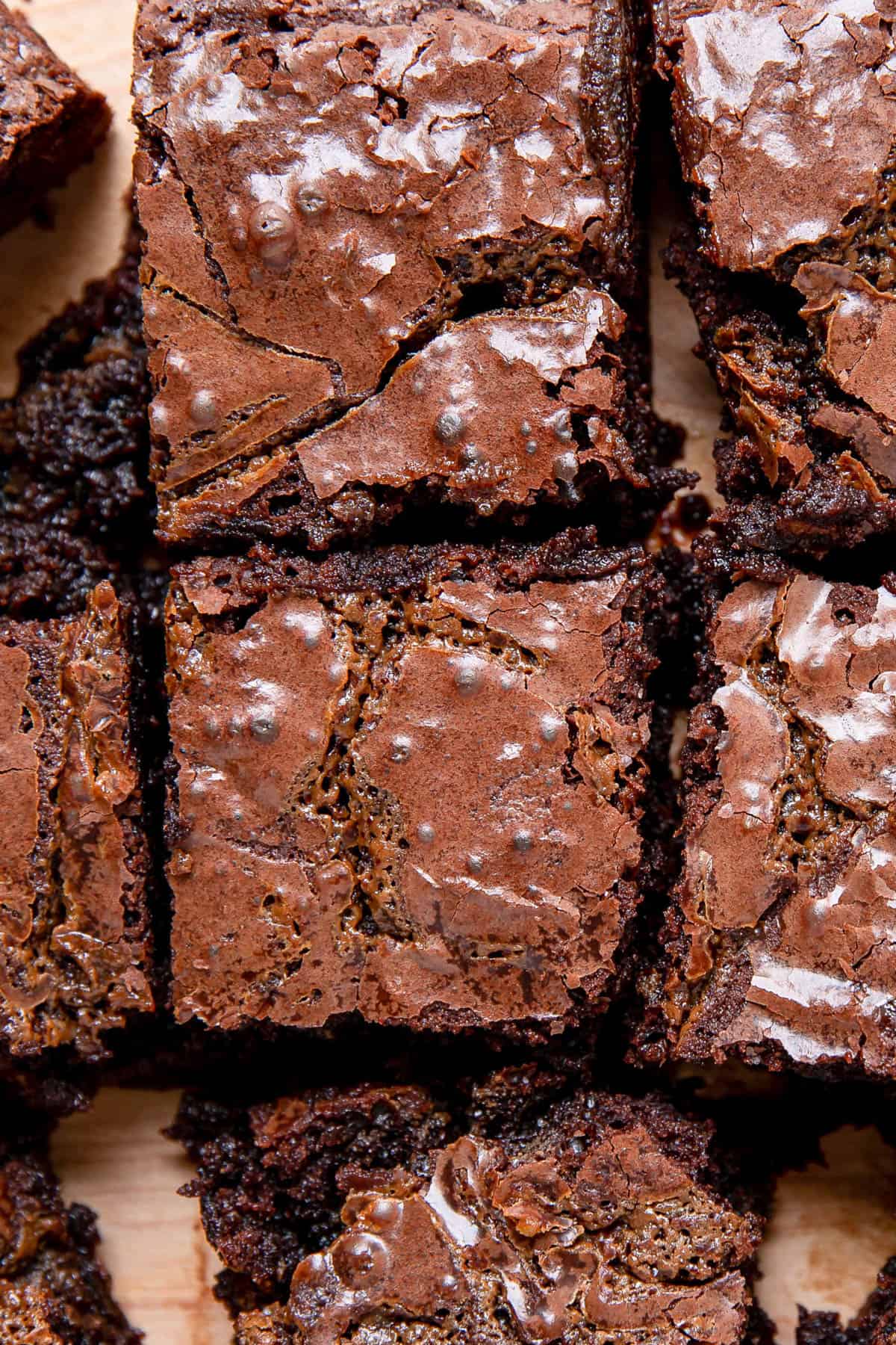Up close image of a fudge brownie.