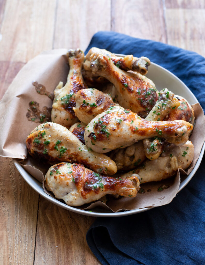 buttermilk chicken drums with butter and parsley