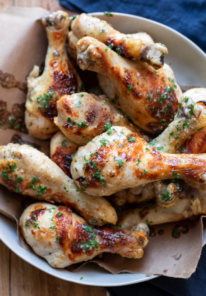 buttermilk chicken drums with butter and parsley