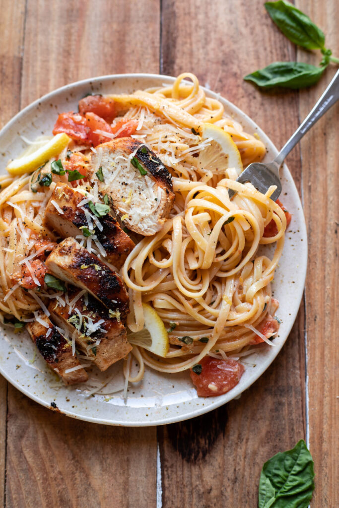 Lemon Basil Chicken Pasta - Modern Crumb