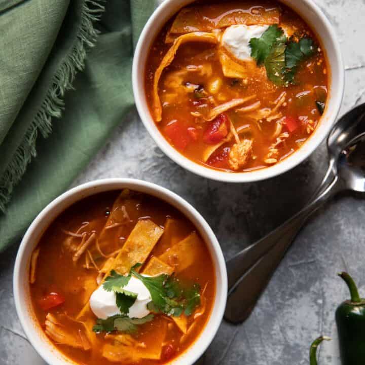 Chicken Tortilla Soup Big Batch and Freezer Friendly - Modern Crumb