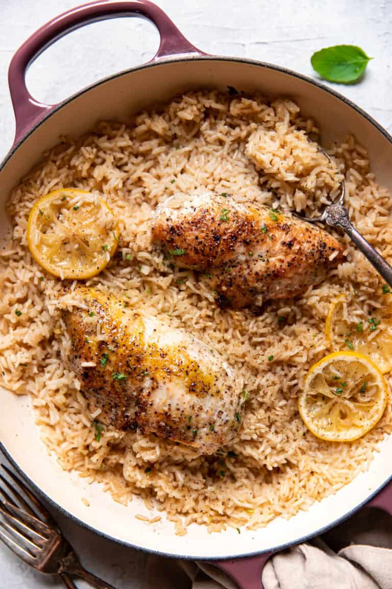 30 Minute Lemon Chicken and Rice (One Pot) - Modern Crumb