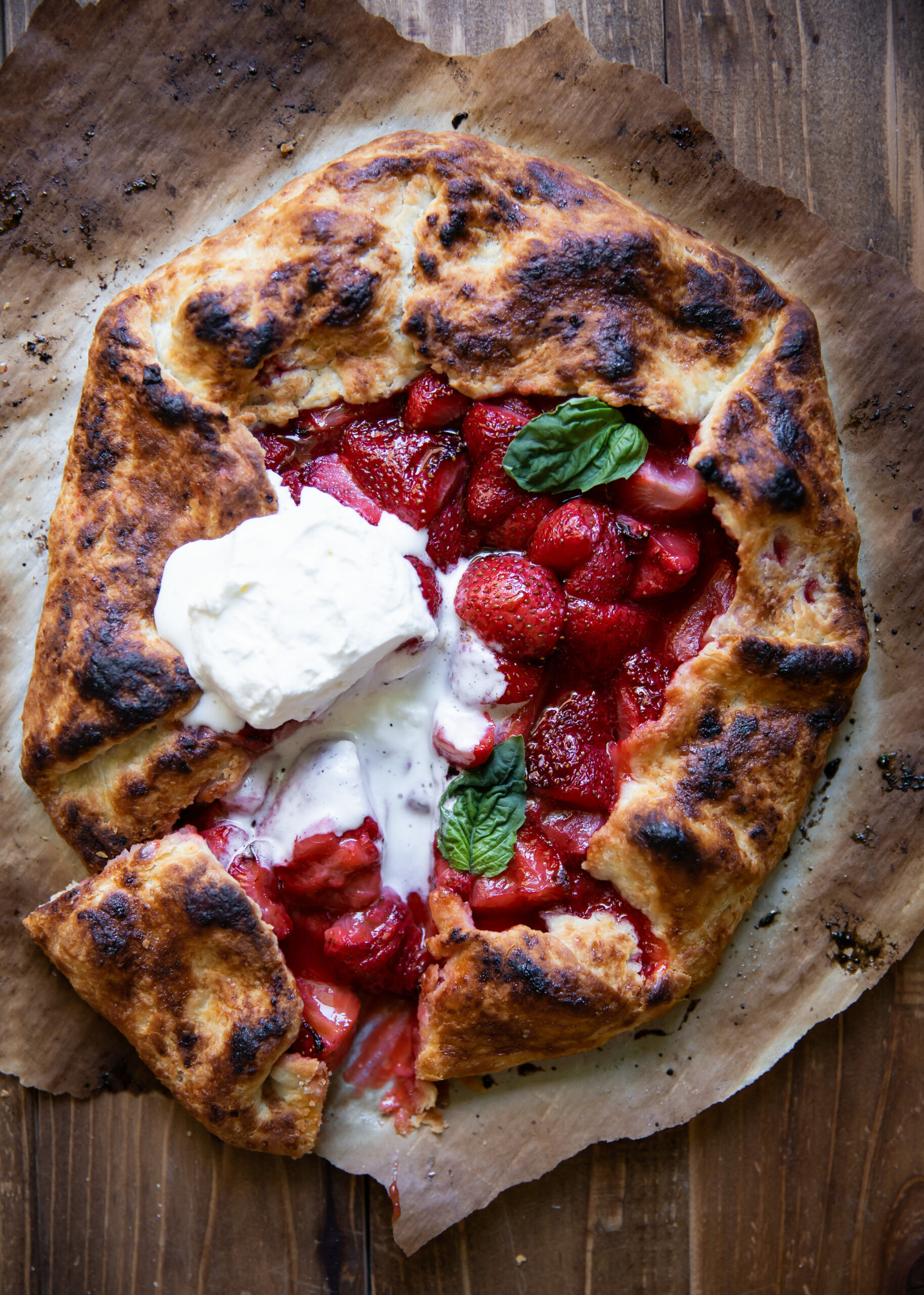 30 minute strawberry and basil galette