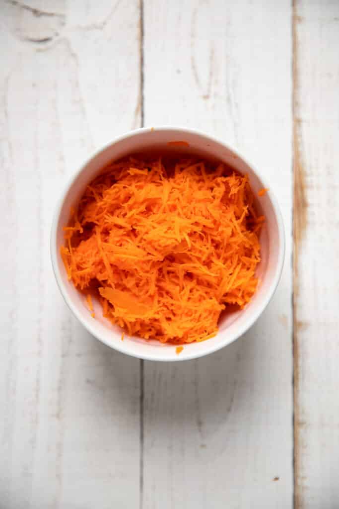 shredded carrots in a bowl