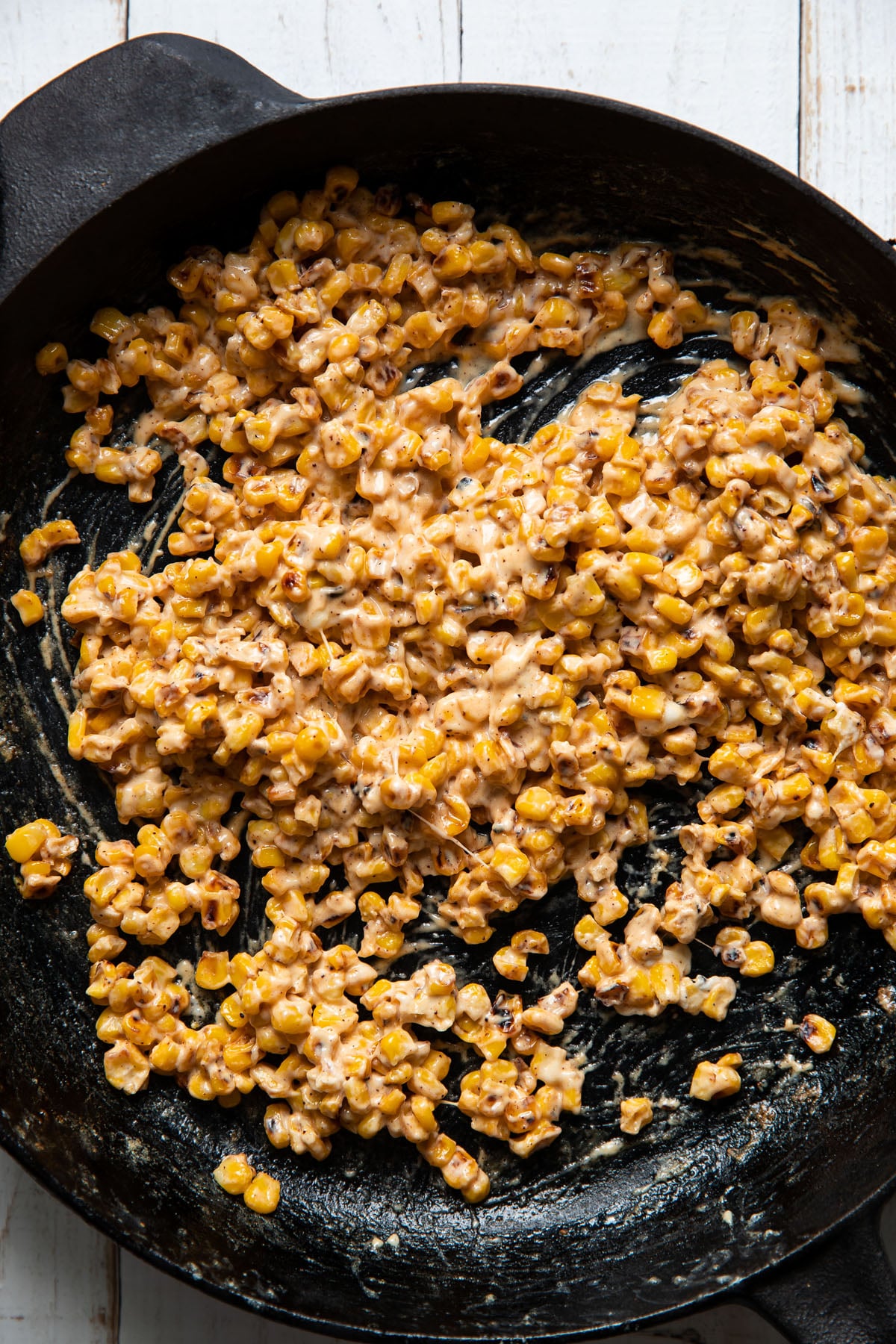 mexican street corn in a skillet