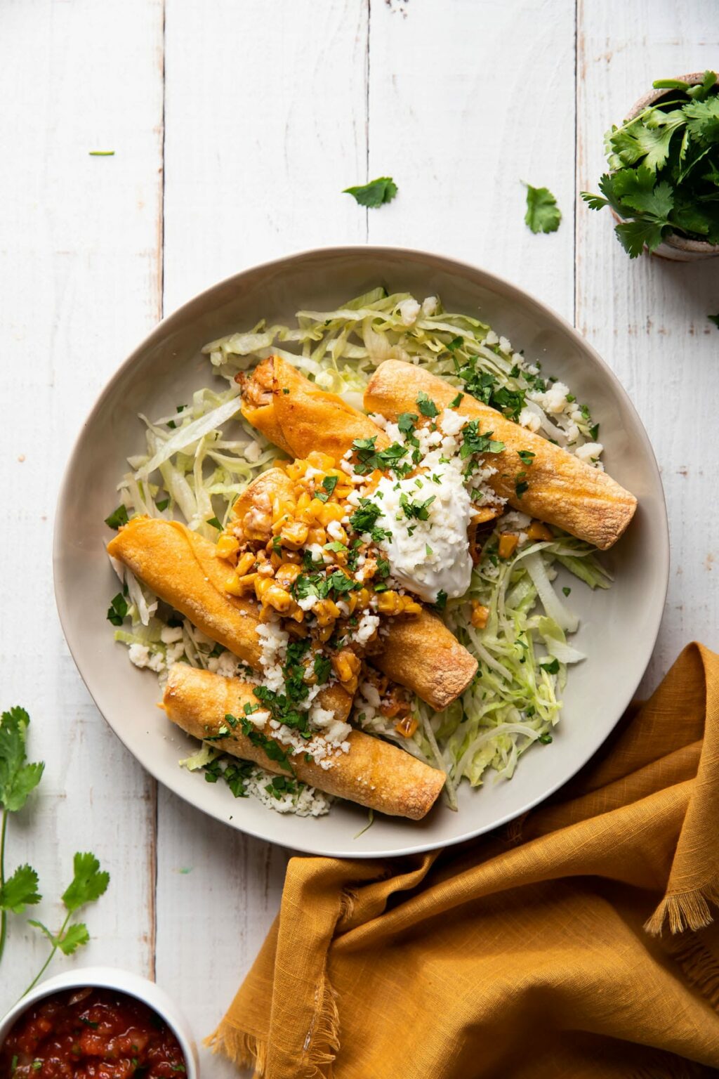 Baked Chicken Taquitos With Mexican Street Corn - Modern Crumb