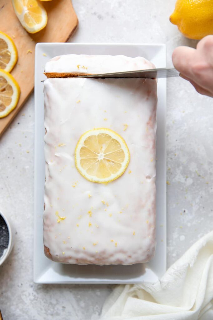 lemon poppyseed pound cake with lemon icing glaze