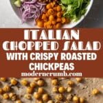 italian chopped salad with text over of the
