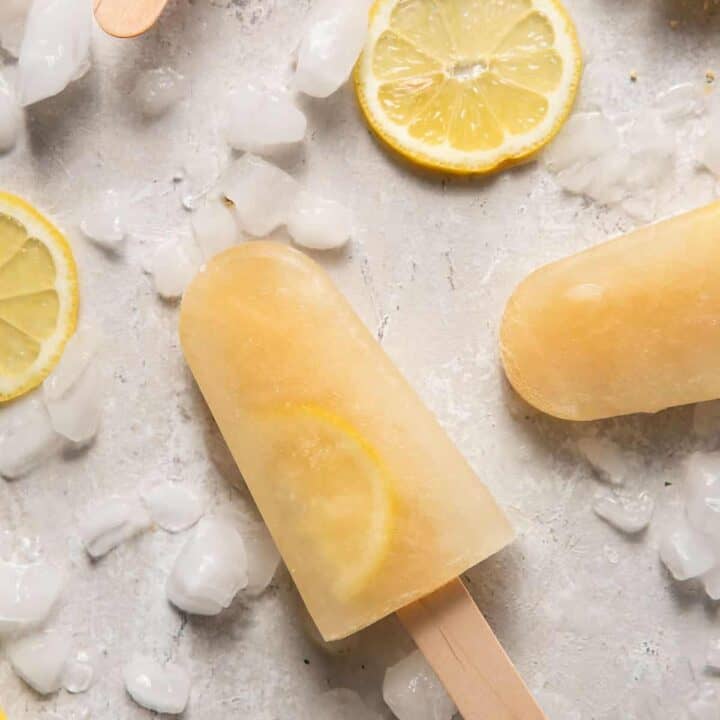 homemade popsicles made with ginger tea and lemonade