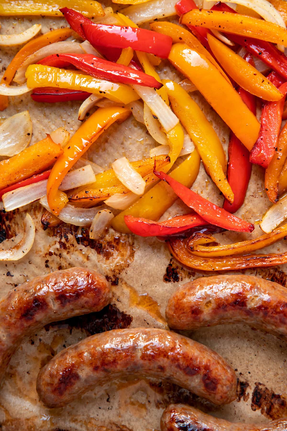 Oven Sausage Peppers and Onions Sheet Pan Meal - Modern Crumb