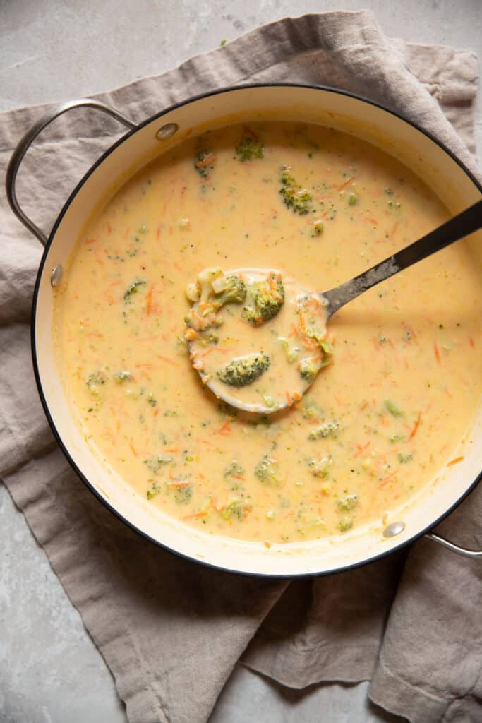 30 Minute Easy Broccoli Cheddar Soup - Modern Crumb