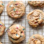 funfetti sprinkle cookies on a cooling rack