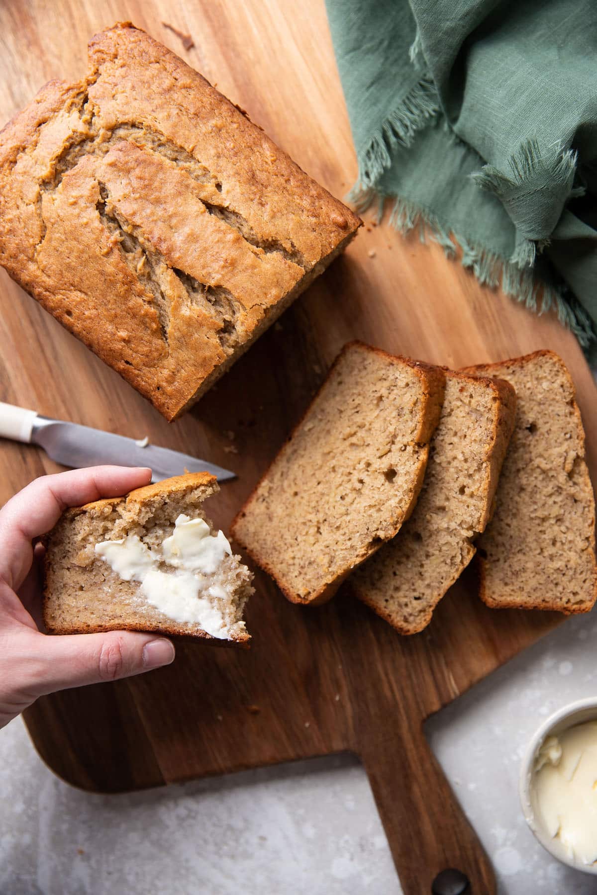 banana bread on a cutting board