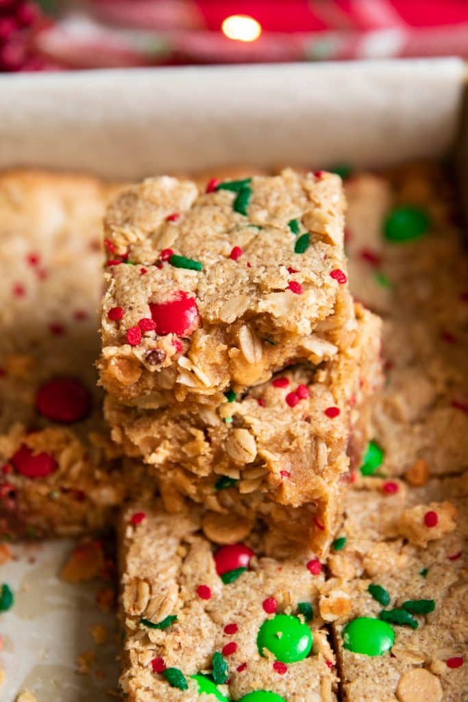 Christmas Peanut Butter Cookie Bars - Modern Crumb