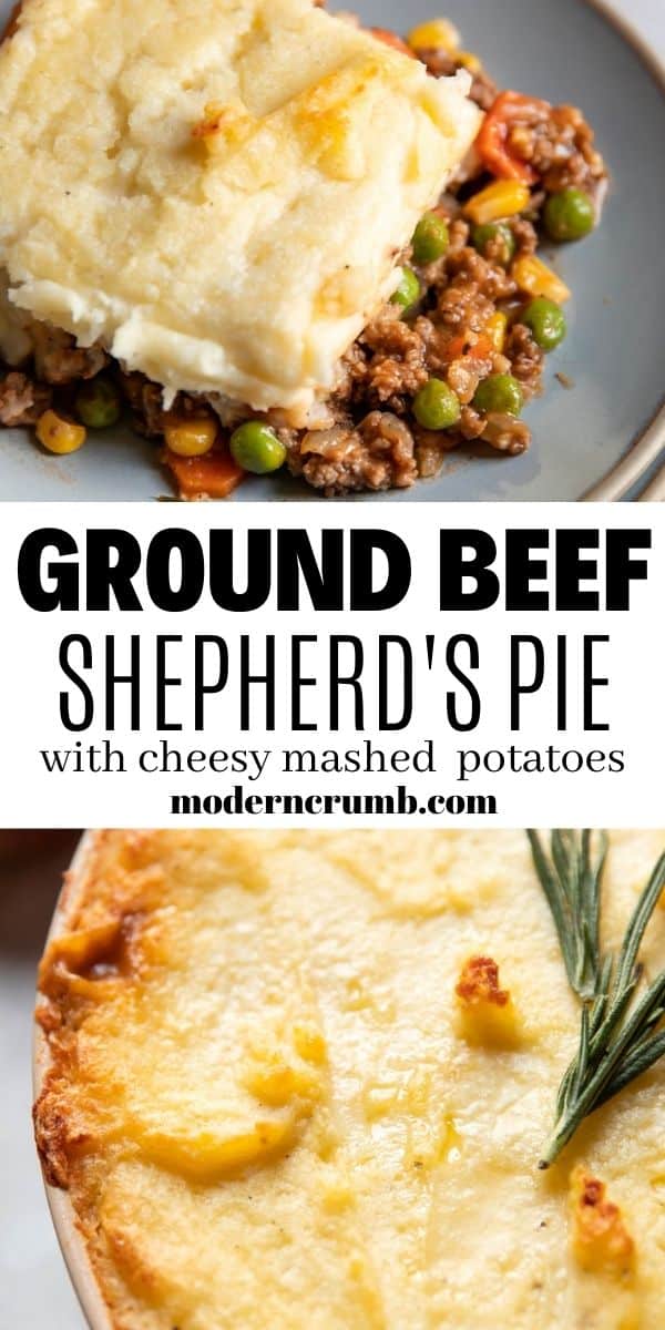 ground beef shepherds pie in a baking dish