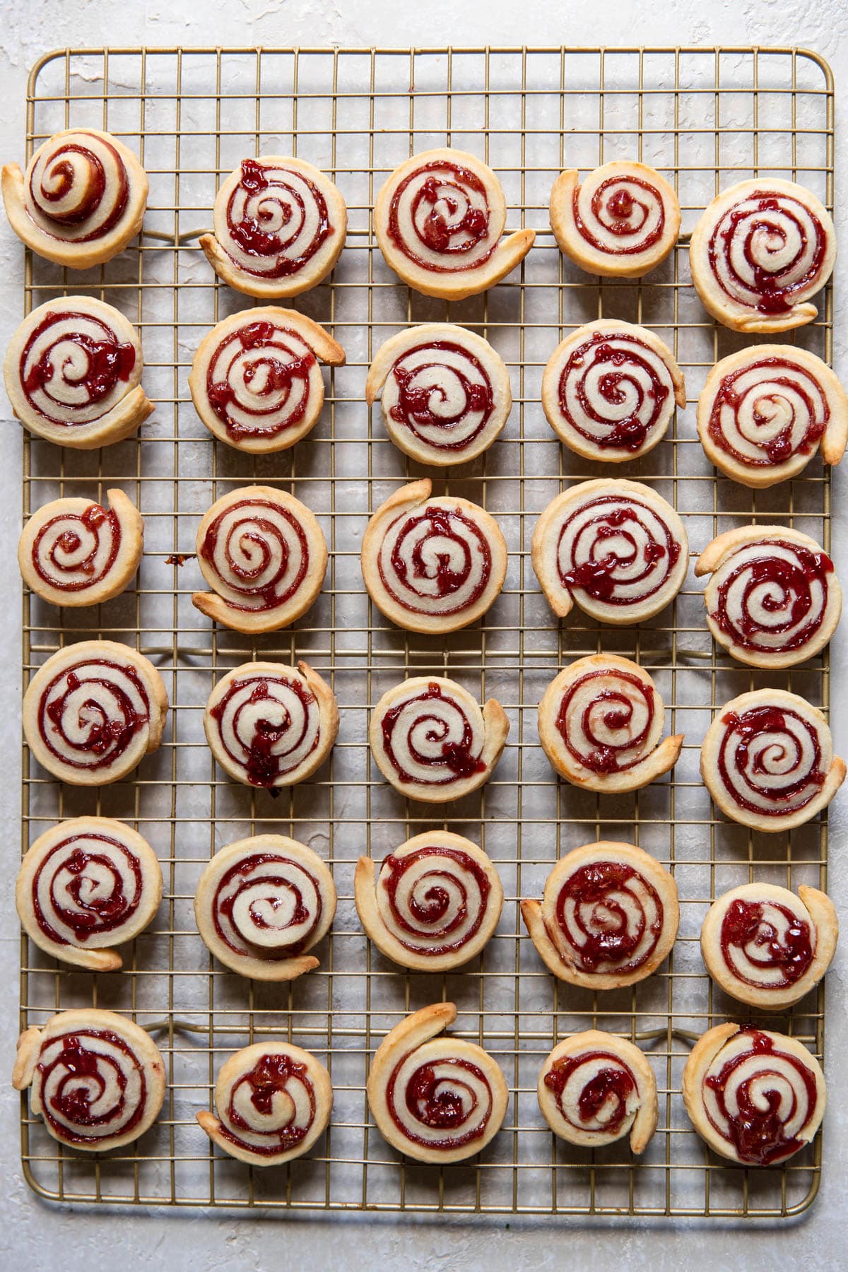 jam pinwheel cookies after baking