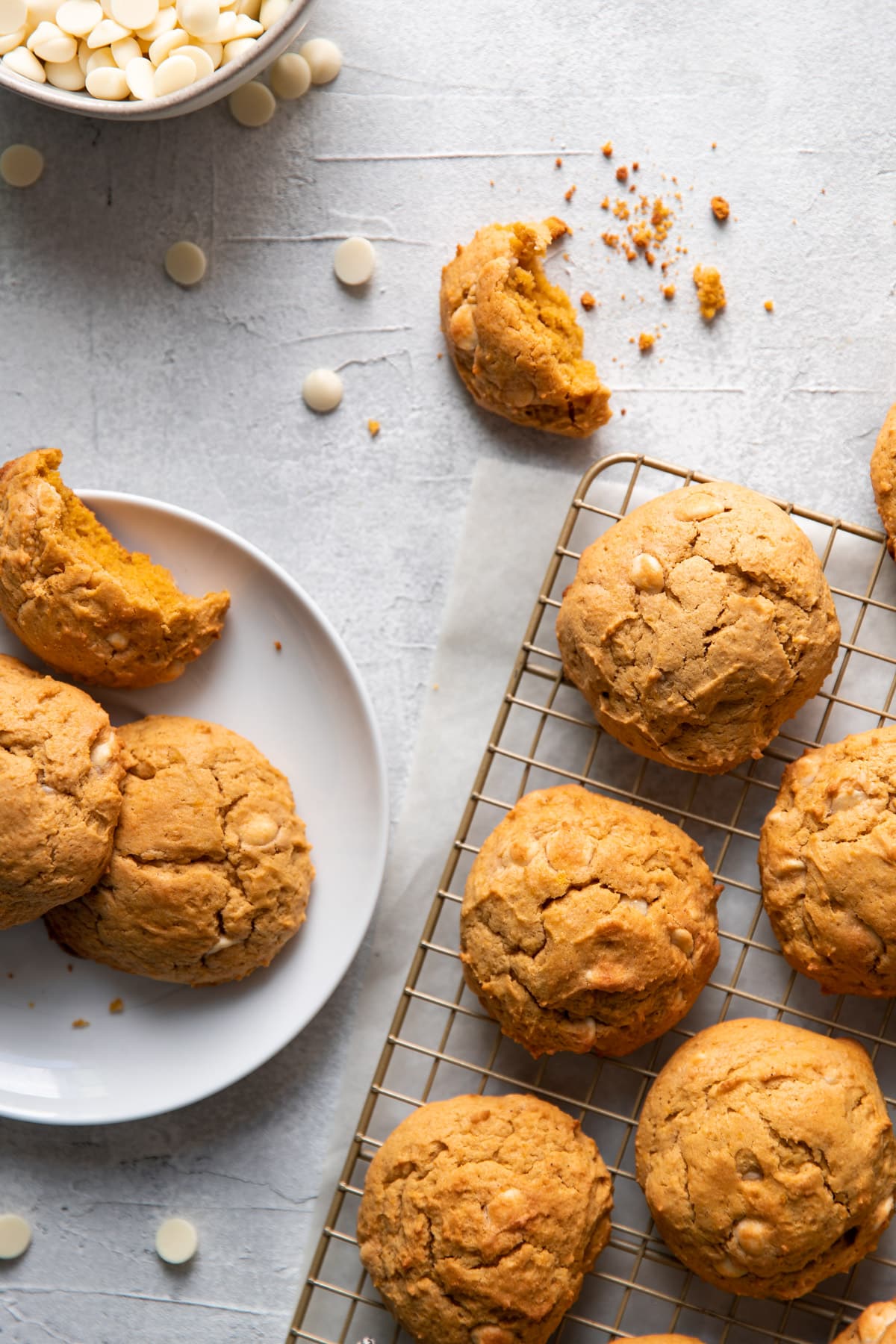 pumpkin cheesecake white chocolate chip cookies