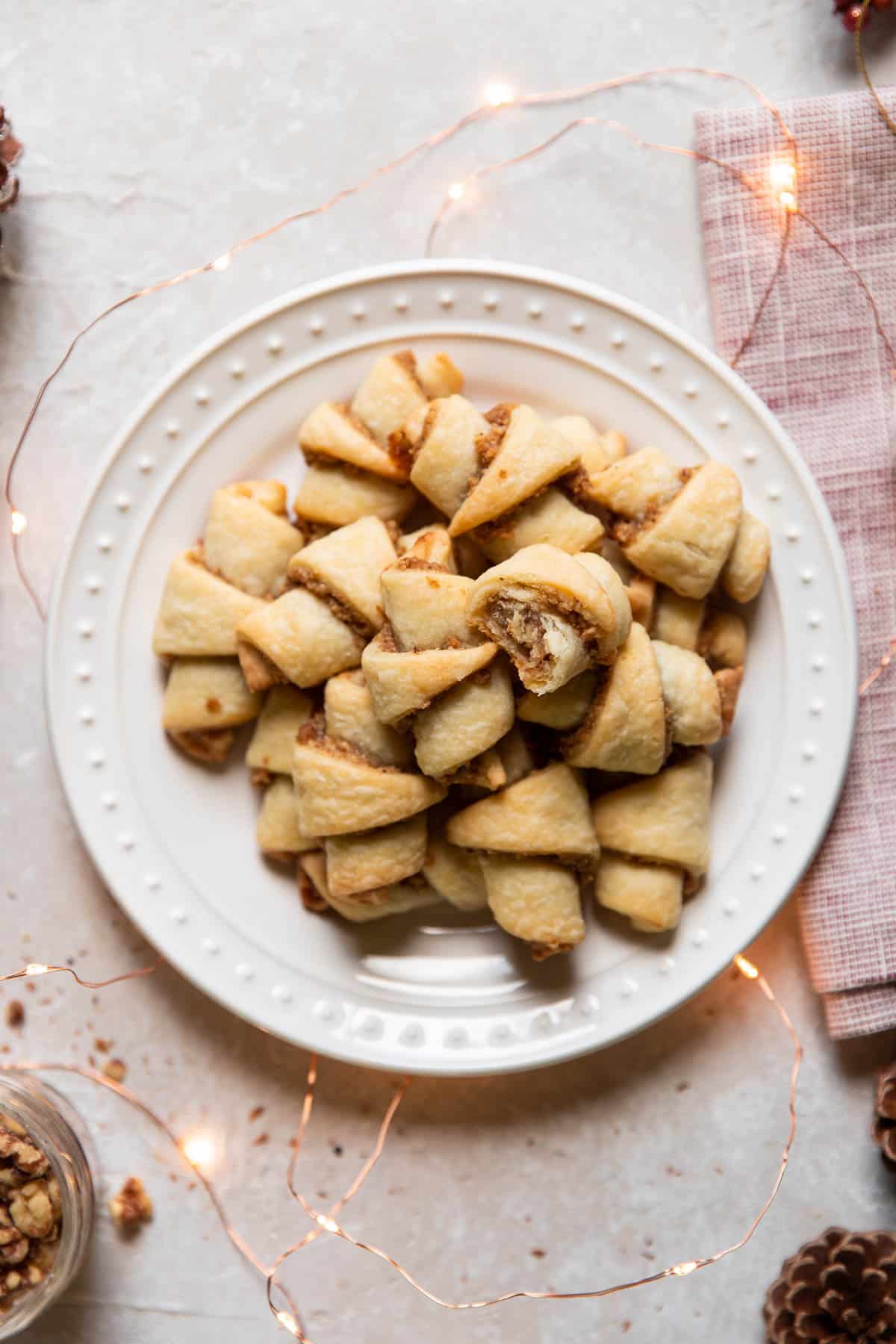 brown sugar walnut rugelach cookies