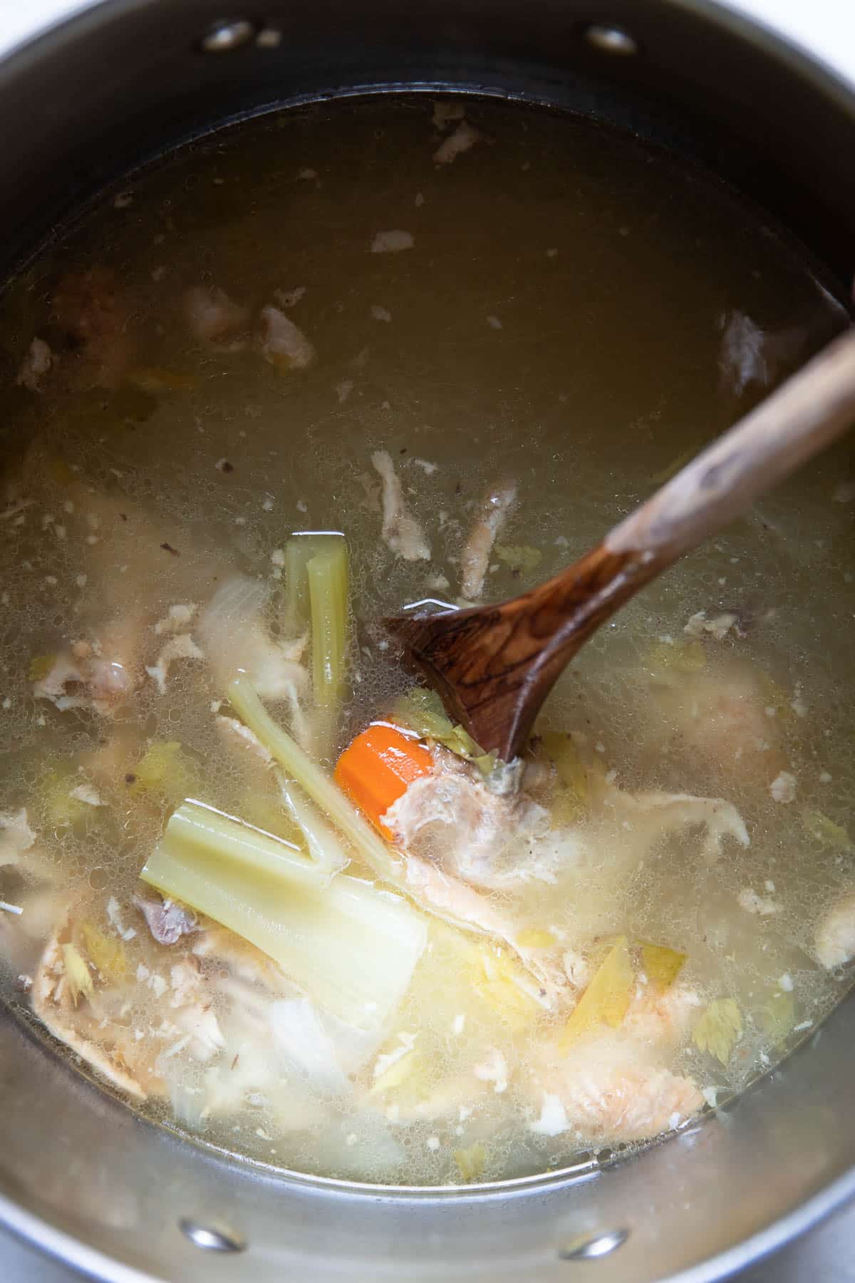 ingredients in a pot with broth