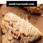 maple scones with a text overlay description