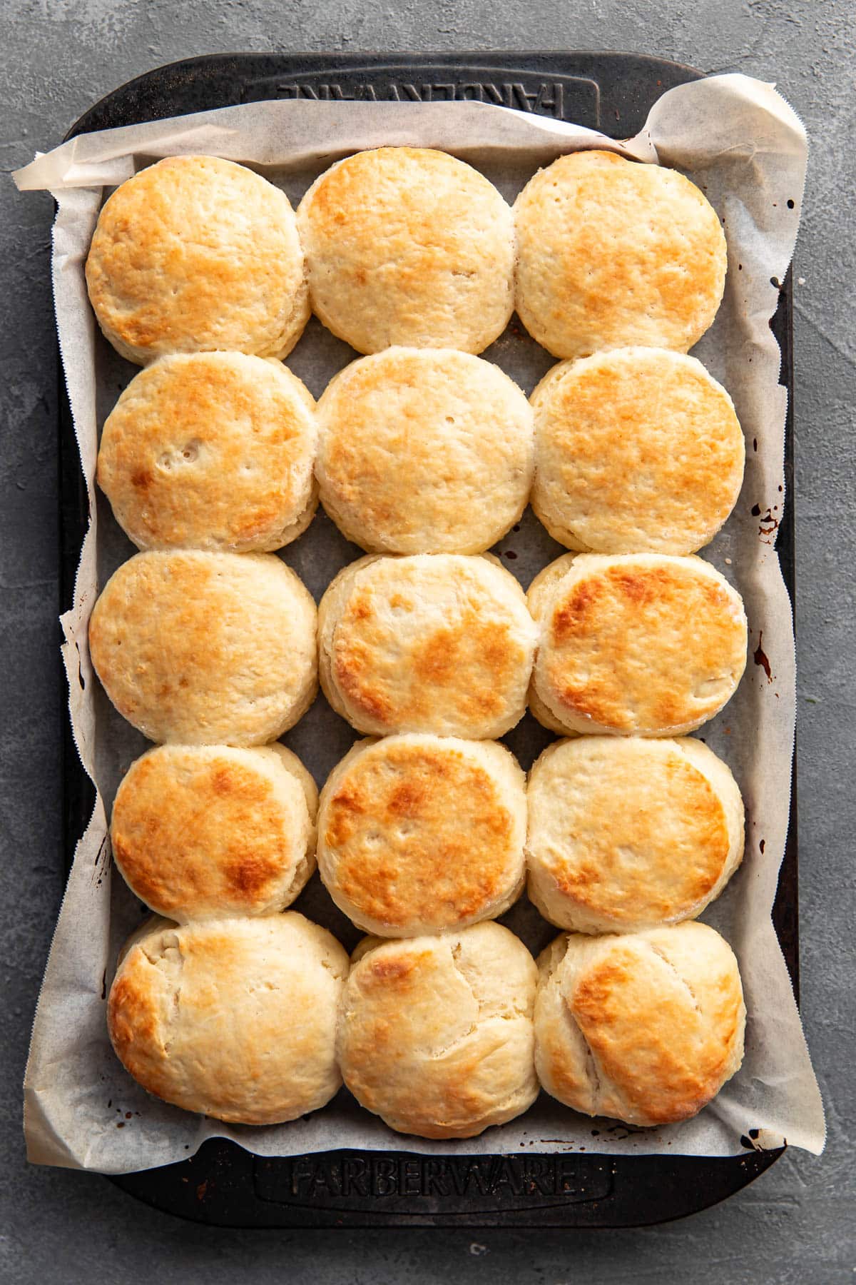 biscuits in a pan after baking