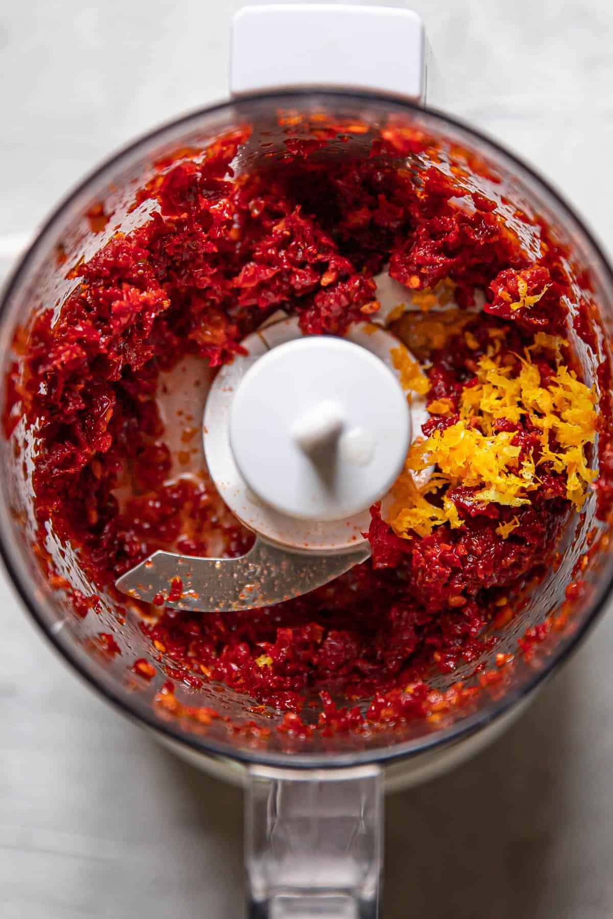 sundried tomatoes pulsed in a food processor