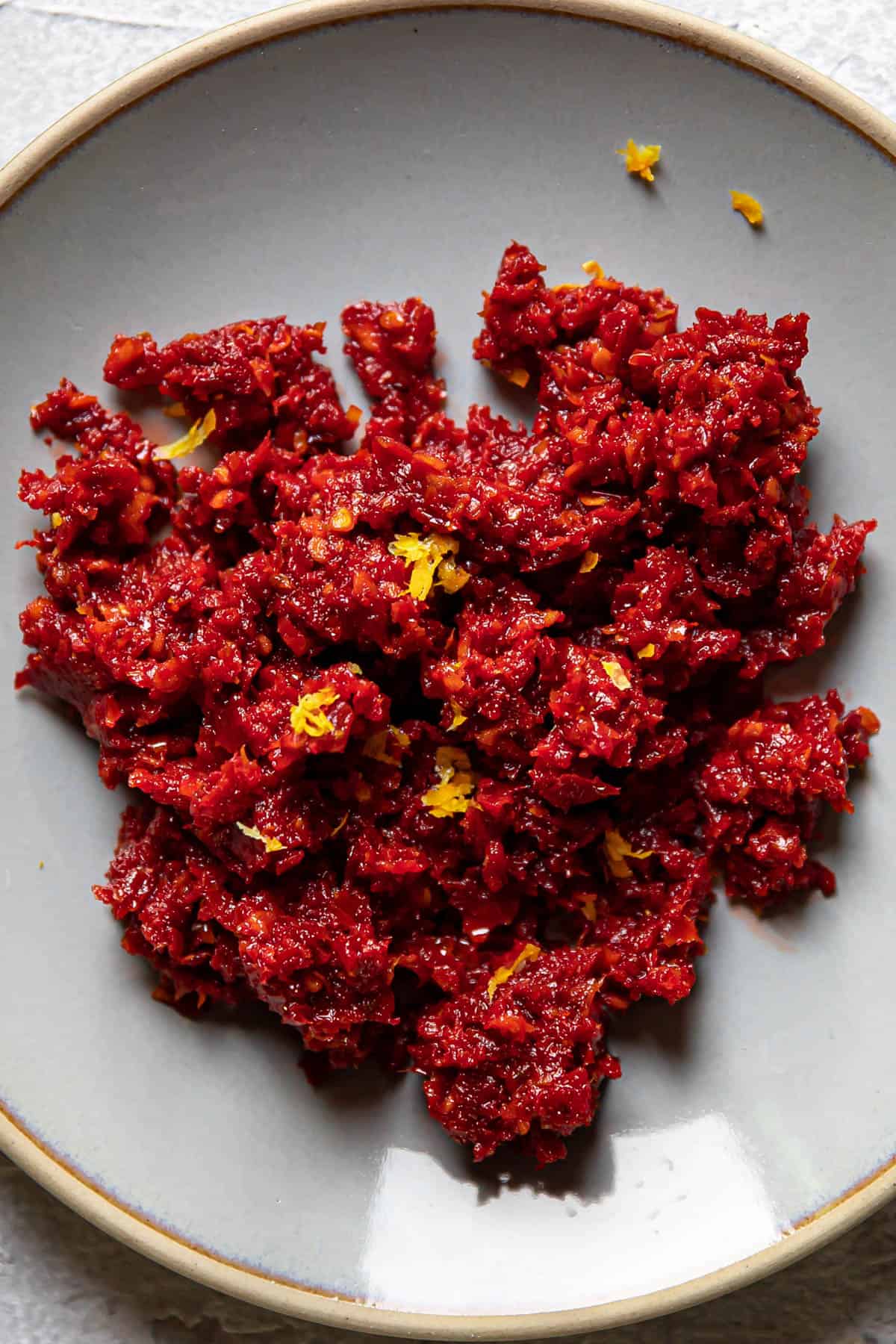 chopped up sundried tomatoes on a plate