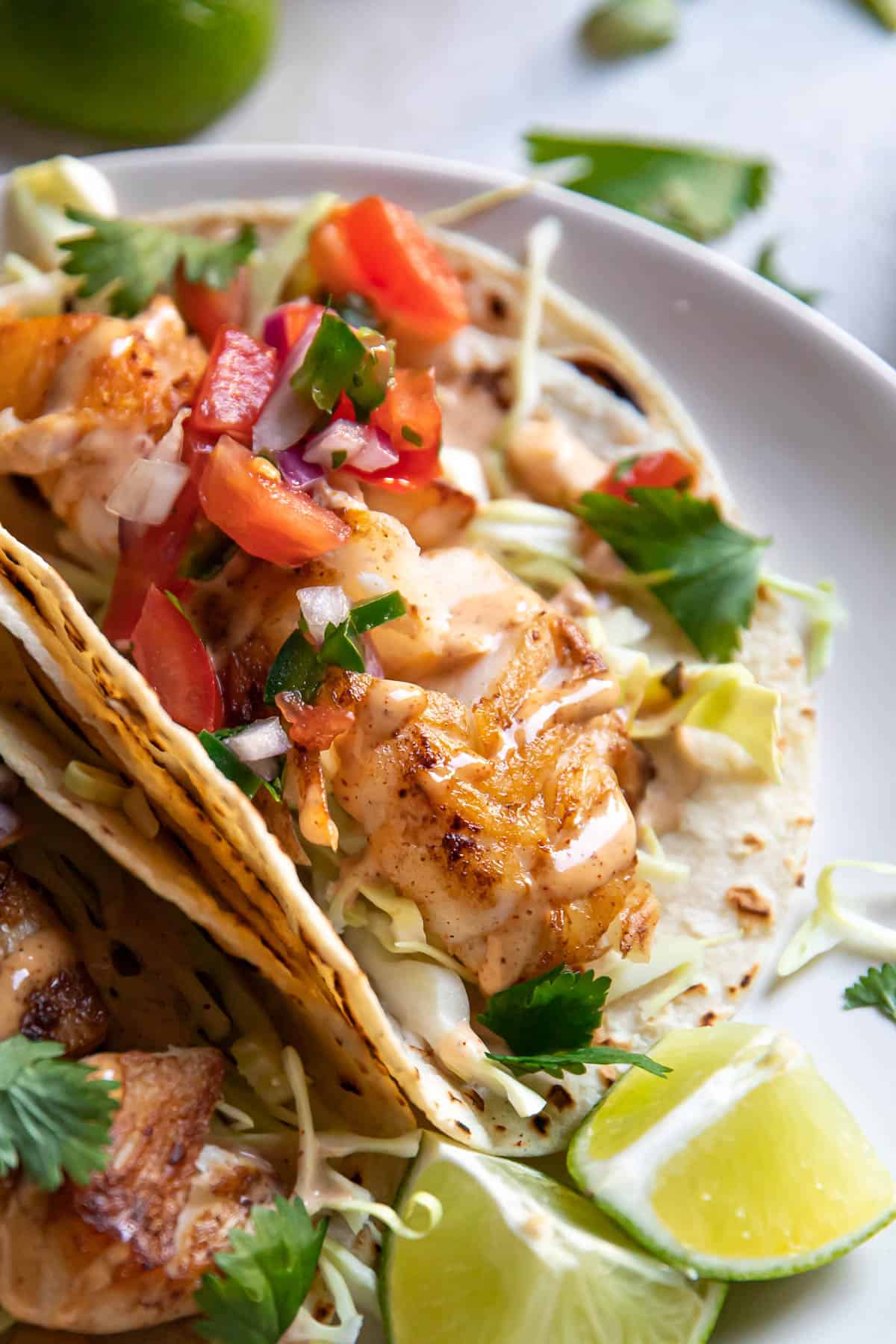 Blackened Cod Fish Tacos With Fish Taco Sauce - Modern Crumb