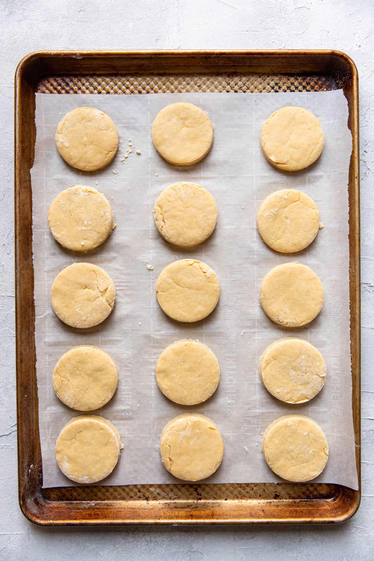 Irish scone prior to baking on cookie sheet.