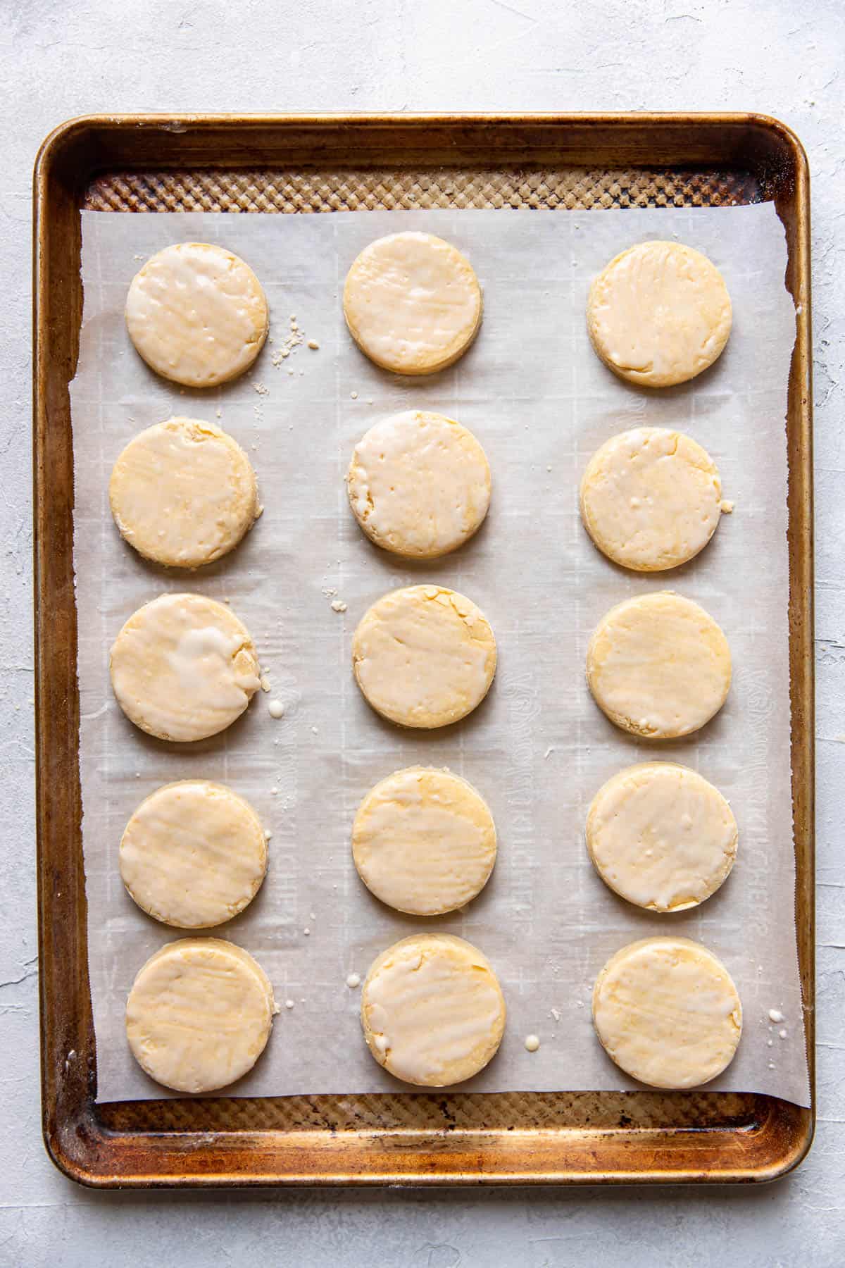 Irish scone prior to baking on cookie sheet.