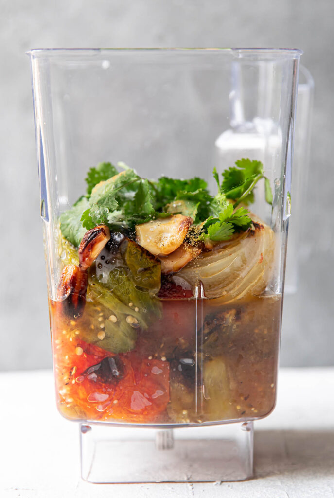 roasted vegetables in a blender..