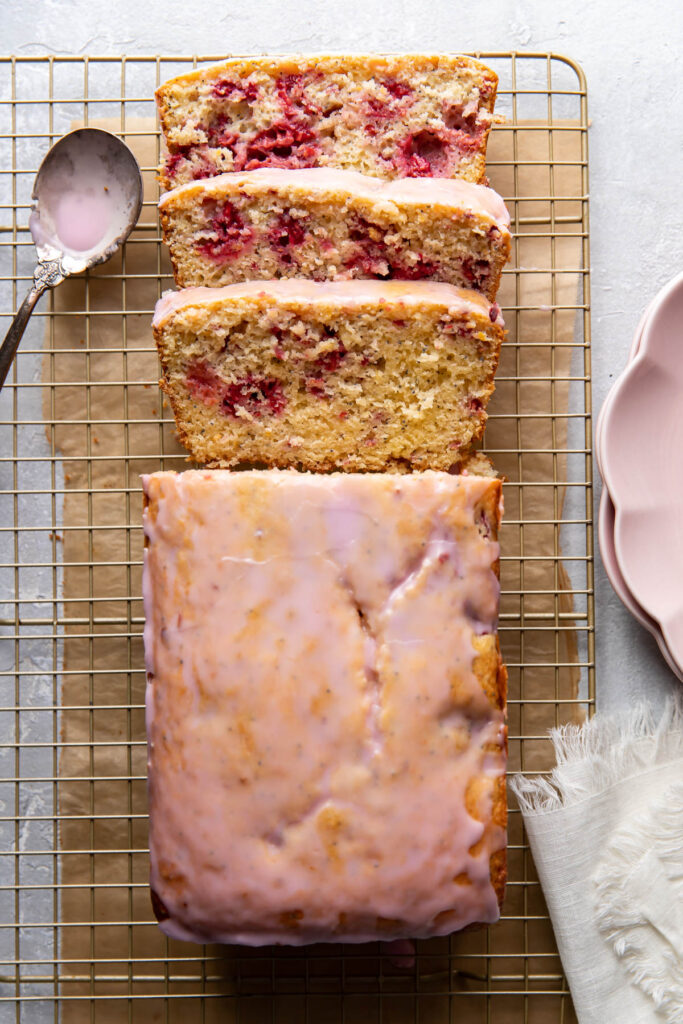 raspberry lemon poppyseed loaf cake.