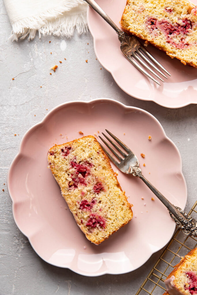 raspberry lemon poppyseed loaf cake.