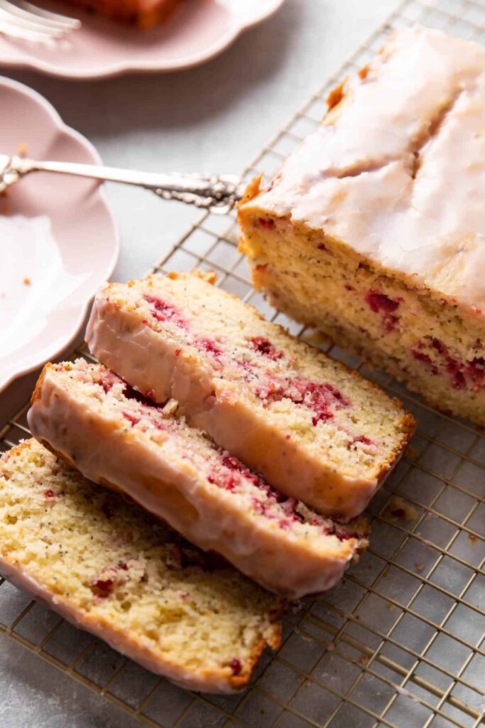 raspberry lemon poppyseed loaf cake.