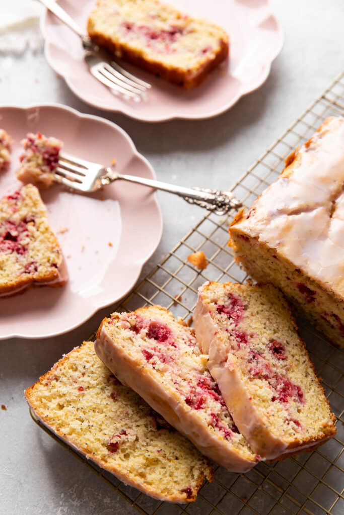 raspberry lemon poppyseed loaf cake.