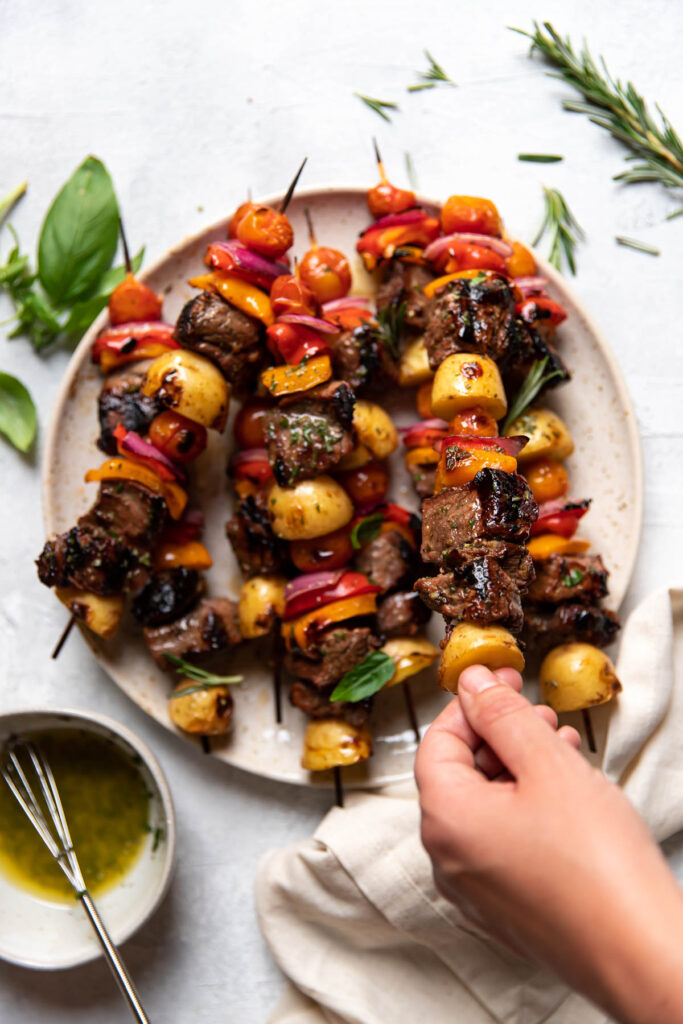 steak potato bell pepper kabobs.