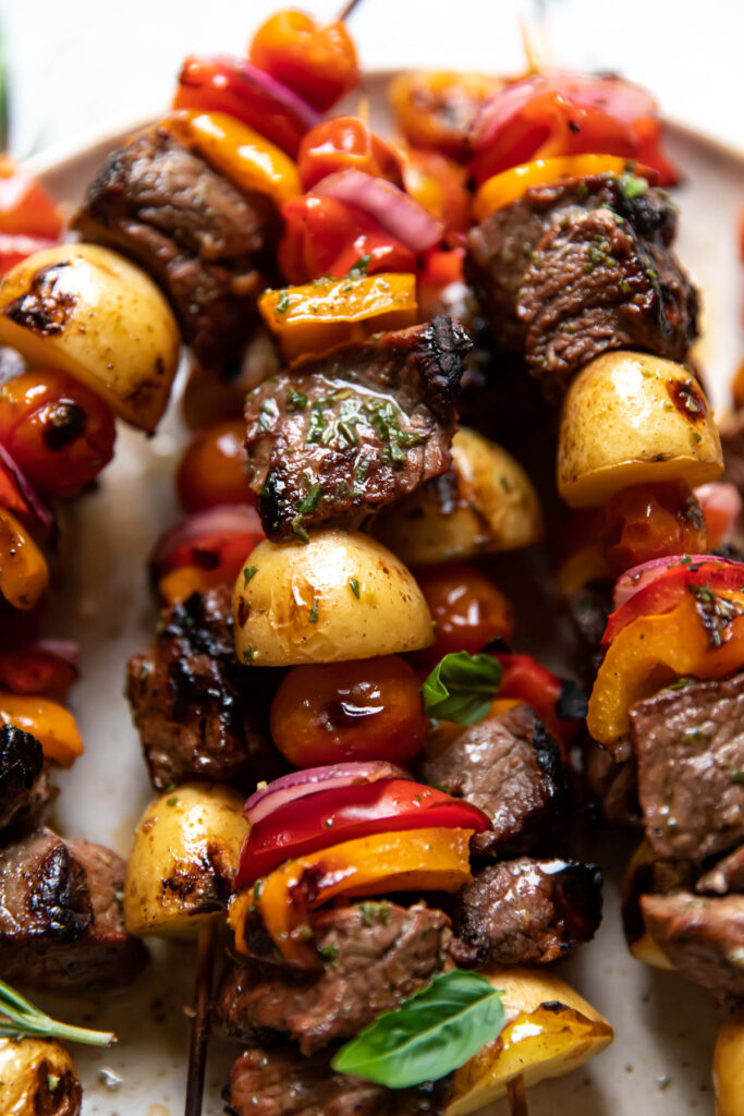 steak potato bell pepper kabobs.