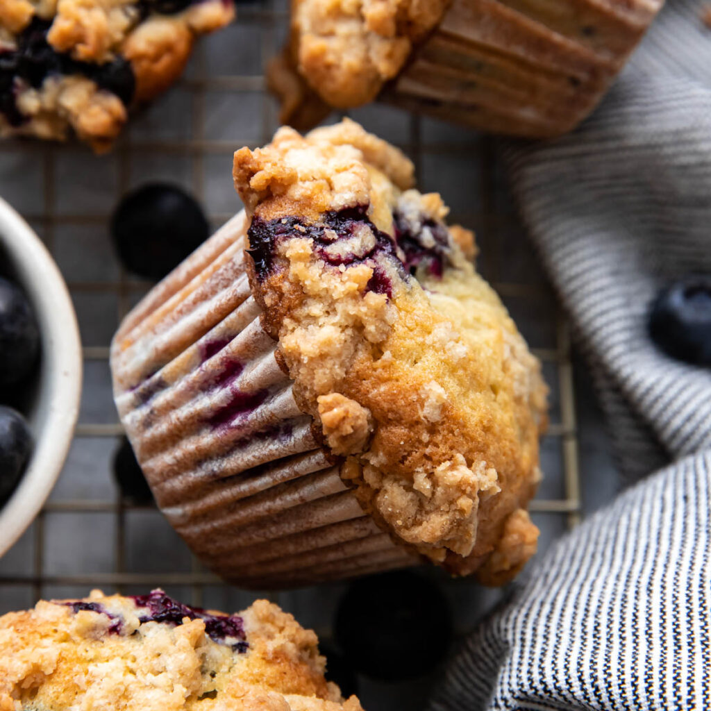 Blueberry Crumb Muffins With Lemon Zest - Modern Crumb